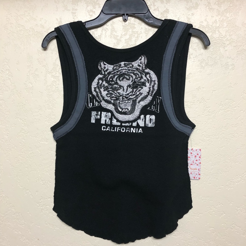 Free People Embroidered Moto Tank Top